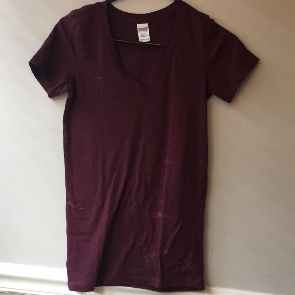 pink victoria’s secret maroon v-neck